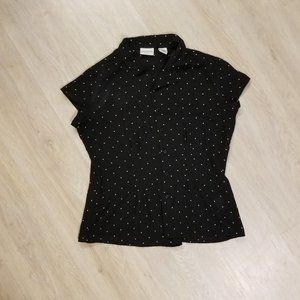 Black polka dot short sleeve button up size small